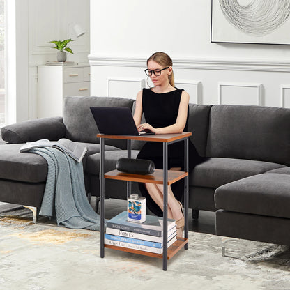JHK 2/3-Tier End Table Side Tables with Adjustable Feet Small Nightstand Steel Frame Space-Saving for Bedroom Living Room Office