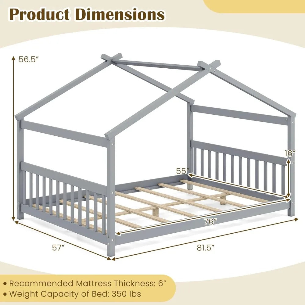 Solid Wood Full Size Floor Bed Montessori House
