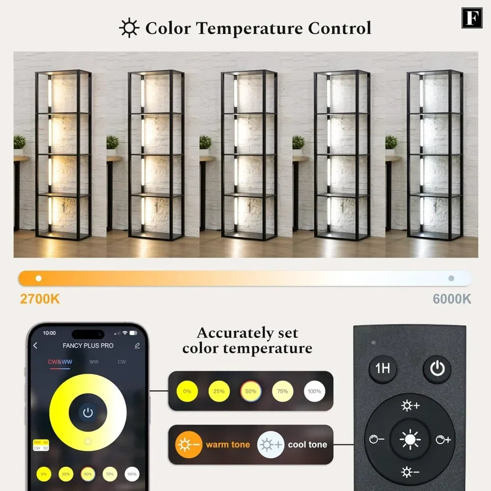 LED Display Shelf with Dimmable Lights