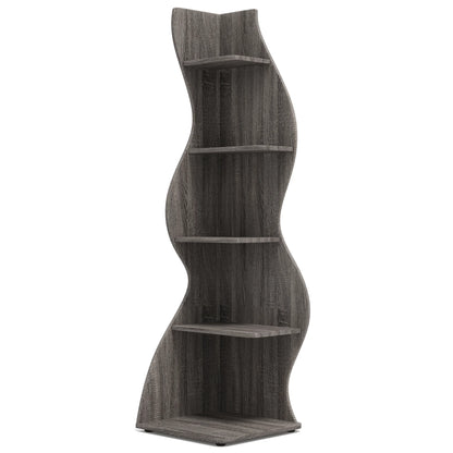 Modern 5-Tier Wall Corner Bookshelf