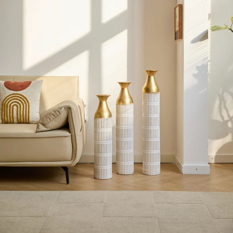 Set Of 3 Gorgeous Home Decoration Large Glazed Metal Vases Height