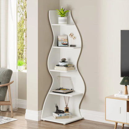Modern 5-Tier Wall Corner Bookshelf