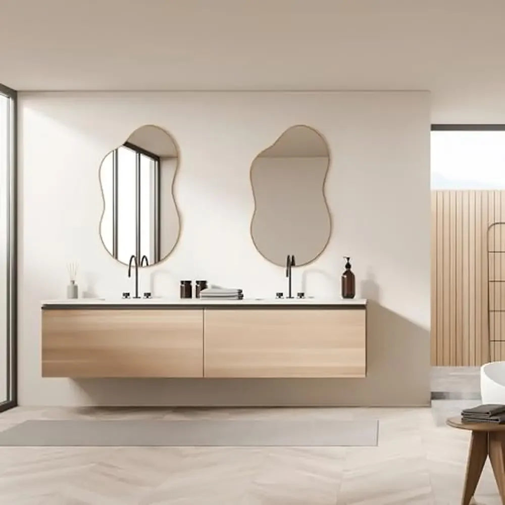 20"x36" Asymmetrical Wall Mirror Gold Frame