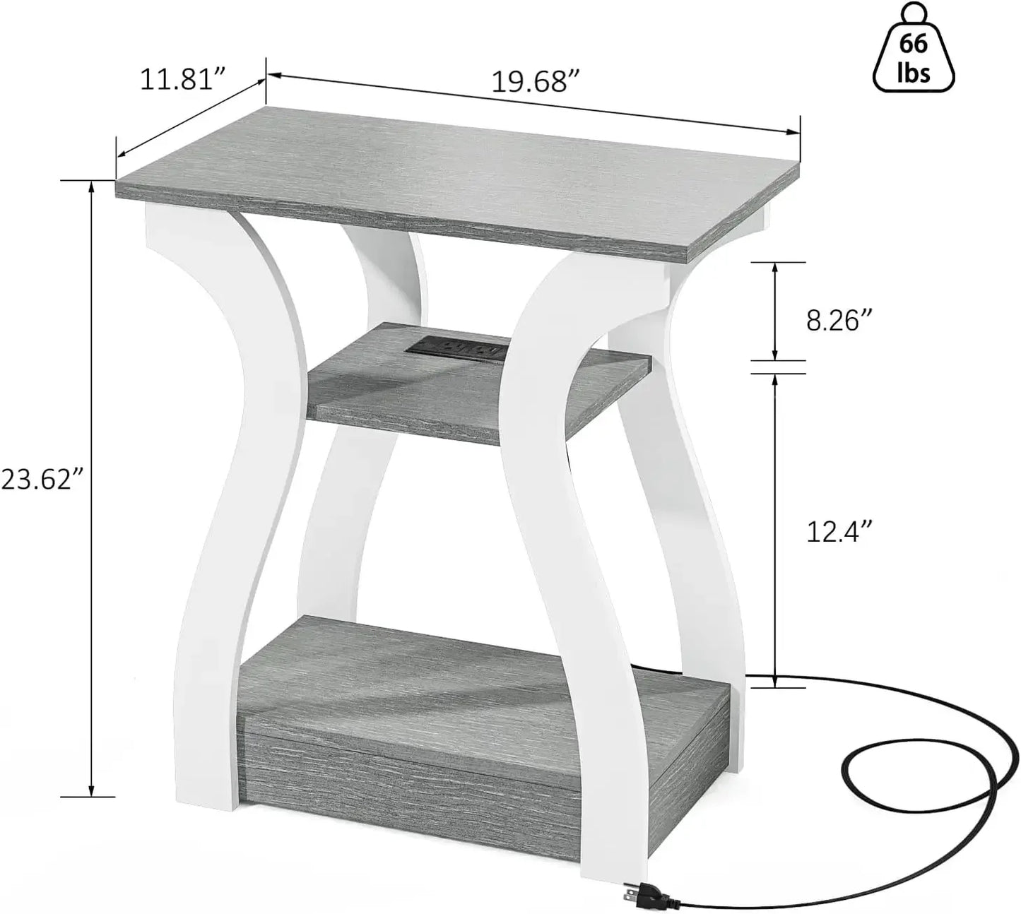 Set of 2 with Charging Station, Side Table