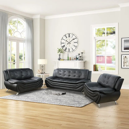 Leather Sofa Set,Leather Sofa Set for Living Room Furniture Sets, Loveseat Sofa with Chair 3-Piece for Living Room/Office