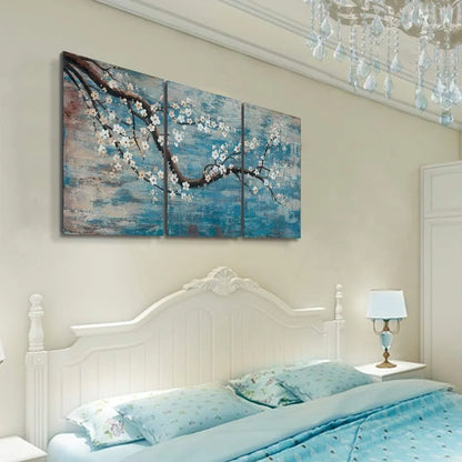 Large Framed Plum Blossom Tree Gallery Wrapped Decorative Art