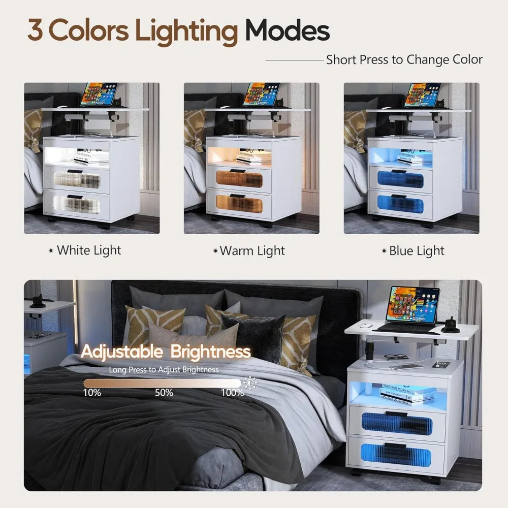 Bedroom Night Stand with Adjustable Rotary Study Table