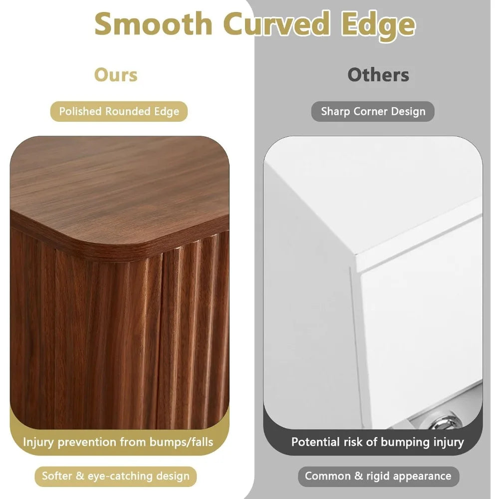 "Set of 2 Fluted Nightstands - 27.5"W with 3 Drawers