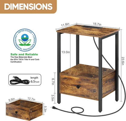 Side Table with Charging Station
