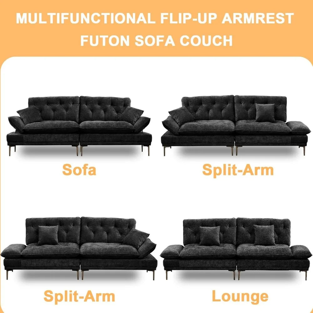 Adjustable Armrest, Comfy Chenille Fluffy Couch