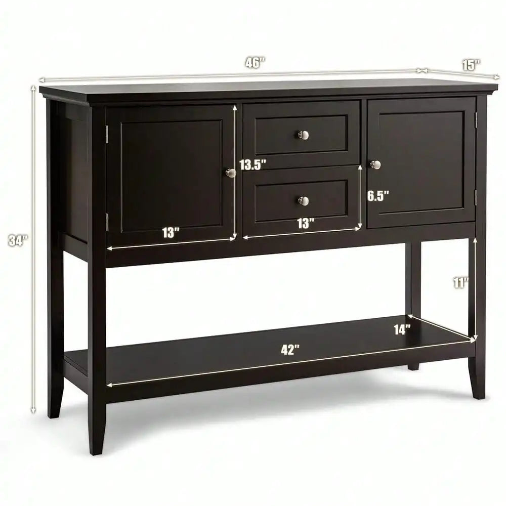Console Table w/ Drawers & Cabinets Brown