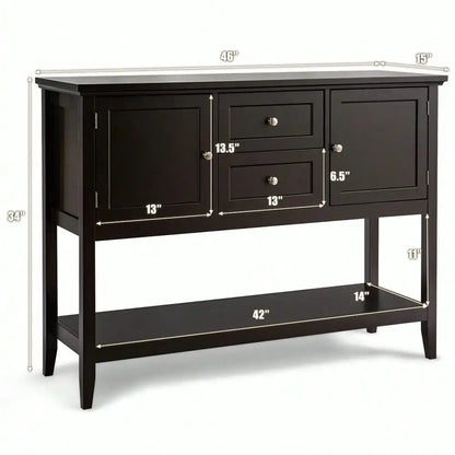Console Table w/ Drawers & Cabinets Brown