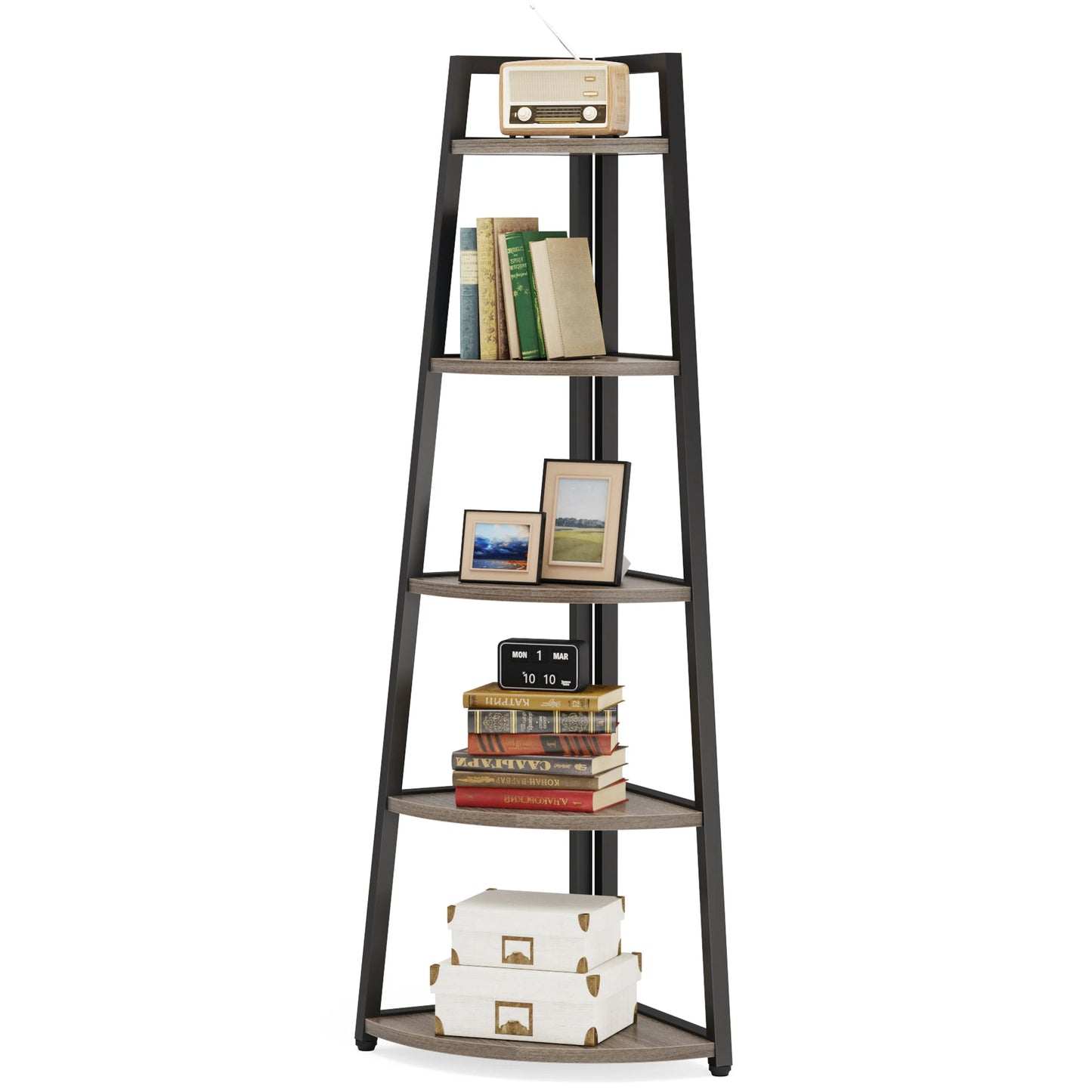 Corner Book Shelf Rack Wood Bookshelf Storage