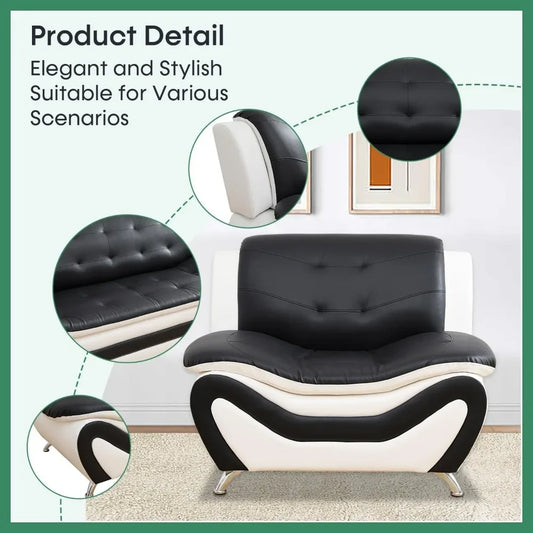 Leather Sofa Set,Leather Sofa Set for Living Room Furniture Sets, Loveseat Sofa with Chair 3-Piece for Living Room/Office