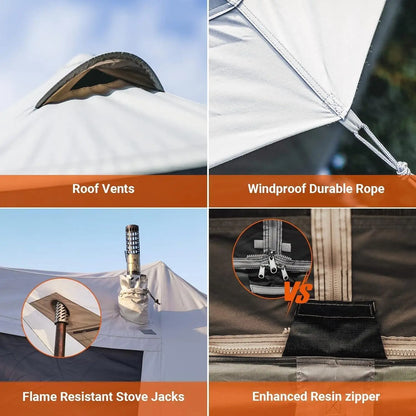 Large Waterproof & Windproof Luxury Glamping Tent w/Stove Jack