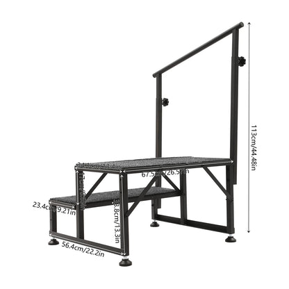 2-Step RV Stairs with Handrails, Adjustable Foot Pads.