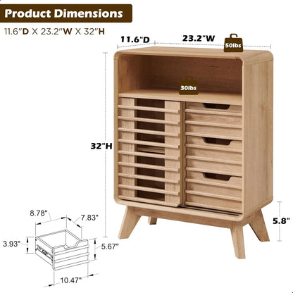 Small Bathroom Storage Cabinet w/3 Smooth Sliding Drawers