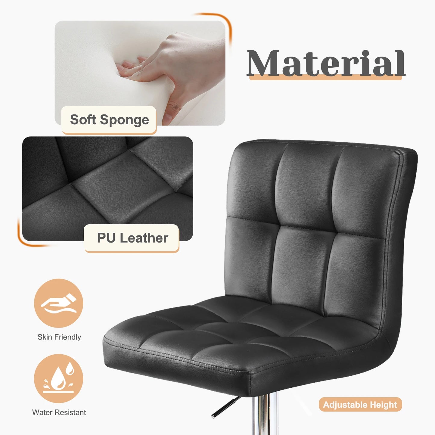 Set of 2,Upholstered Counter Height Bar Stools.