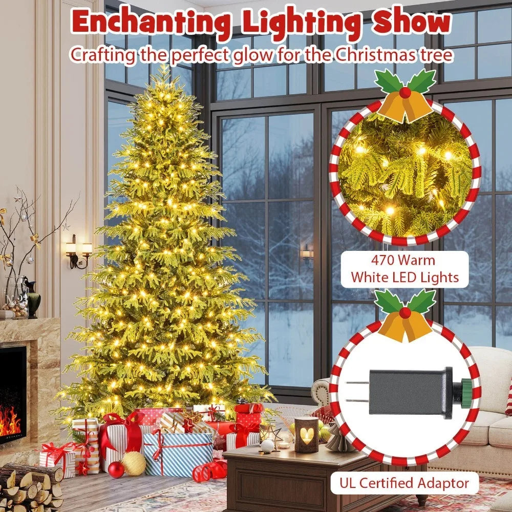 8 FT Artificial Christmas Tree w/470 Warm White LED Lights
