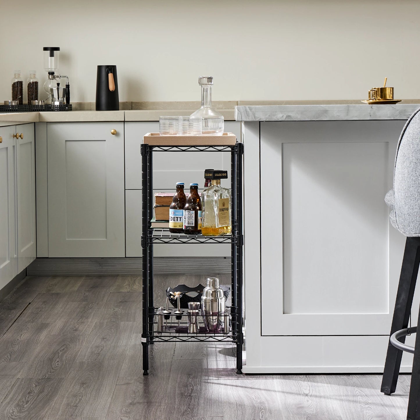 3-5 Tier Storage Bookshelf Adjustable Metal Wire Racks