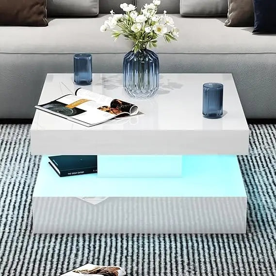 Contemporary 2-Tier Square Center Table,