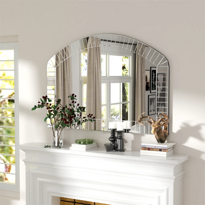 Large Wall Mirror 100 x 70cm Arched Venetian Mirror with Beveled Glass Frame