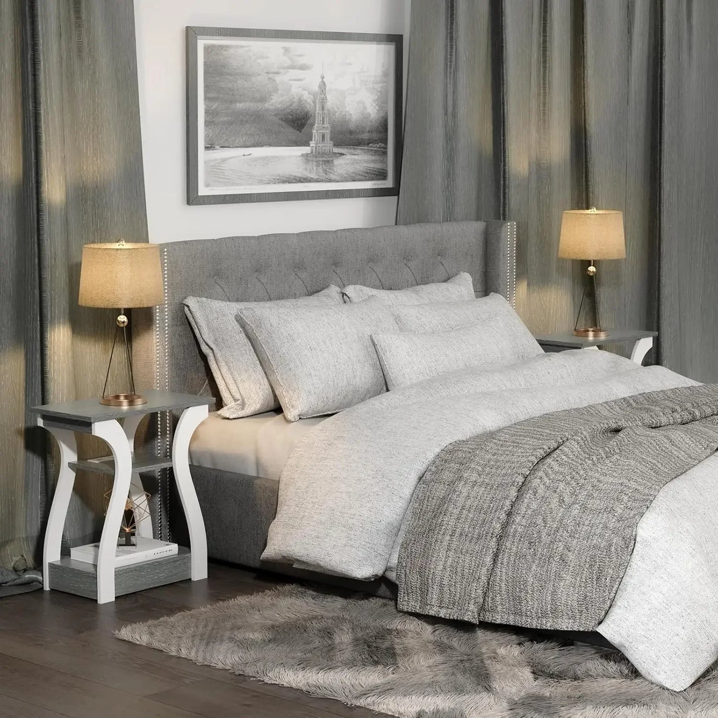 Set of 2 with Charging Station, Side Table