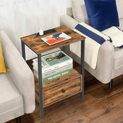 Side Table with Charging Station