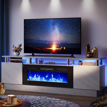 TV Console Cabinet High Gloss Entertainment 70" Modern Storage Cabinet TV Stands,