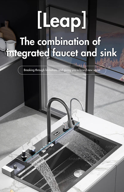Large Single Slot Integrated Digital Display Faucet Set
