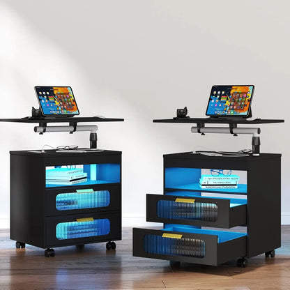 Bedroom Night Stand with Adjustable Rotary Study Table