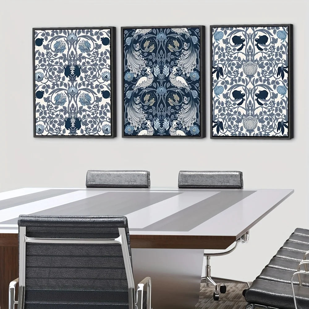 3pcs Large Black Float Framed Canvas Wall Art