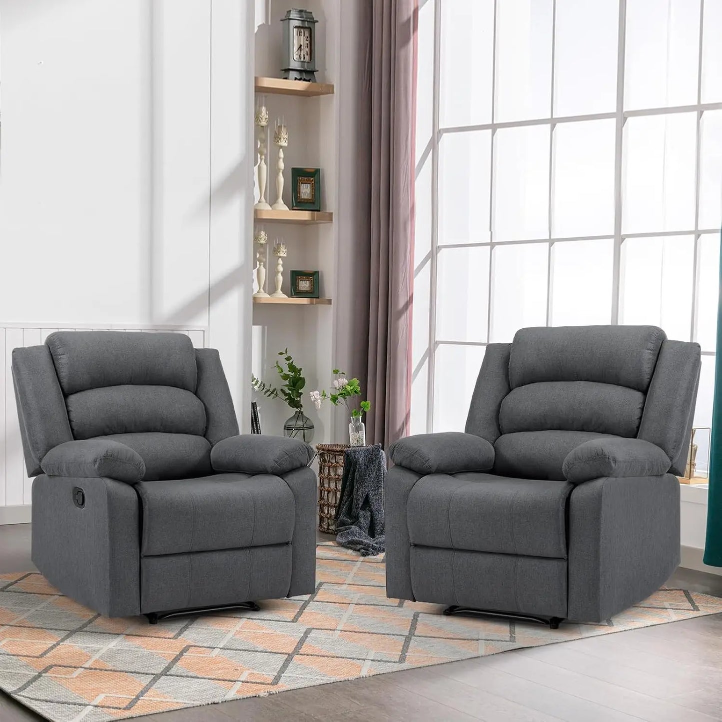 Gray Manual Reclining Chairs for Adults, Living Room Single