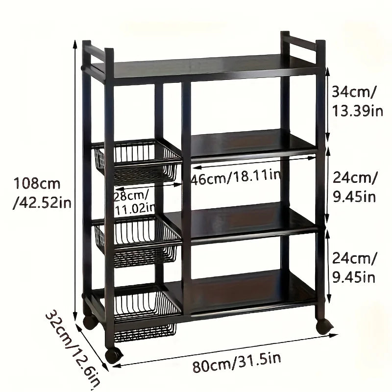 New Heavy-Duty Faridabio 4-Tier Freestanding Shelf with 3 Baskets.
