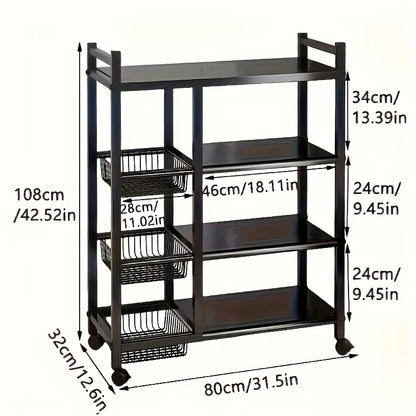 New Heavy-Duty Faridabio 4-Tier Freestanding Shelf with 3 Baskets.