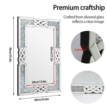 Diamond Mirror Vanity Silver Decorative Wall Hang Mirror