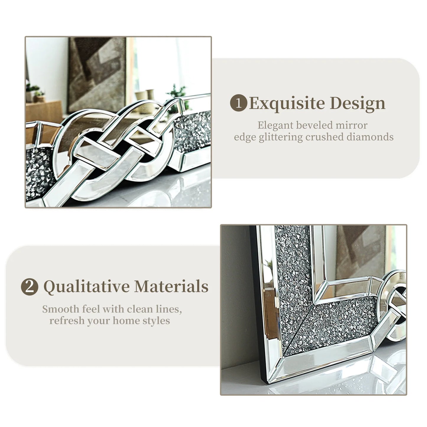 Diamond Mirror Vanity Silver Decorative Wall Hang Mirror