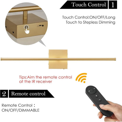 Battery Operated Wall Sconces with Remote Control, Dimmable Wall Sconces Set of Two,  3000K LED Gold Wireless Wall Light