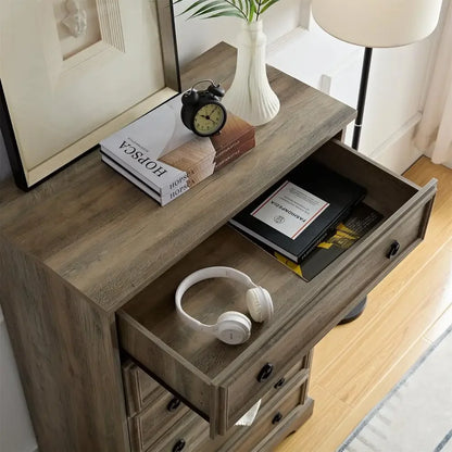 6-Drawer Tall Dresser Chest Wood Cabinet