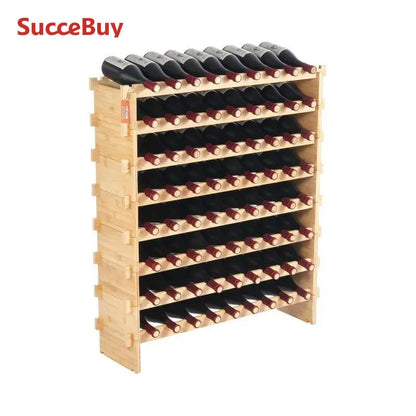 8-Tier Bamboo Wood Floor Freestanding Wines Holder