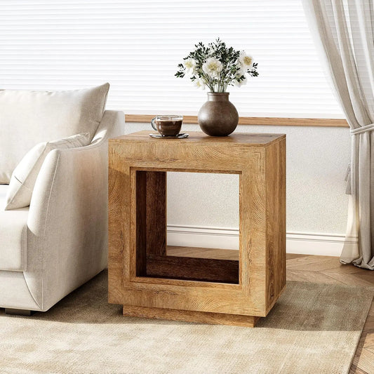 LITTLE TREE End Table, Wooden Square Side Table