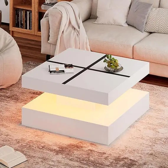 Contemporary 2-Tier Square Center Table,