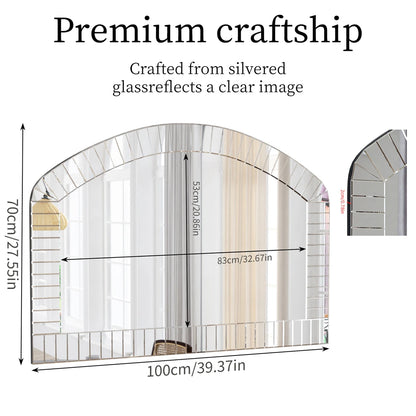 Large Wall Mirror 100 x 70cm Arched Venetian Mirror with Beveled Glass Frame
