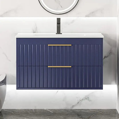 Wall Mounted Floating Bathroom Vanity with 2 Big Drawers