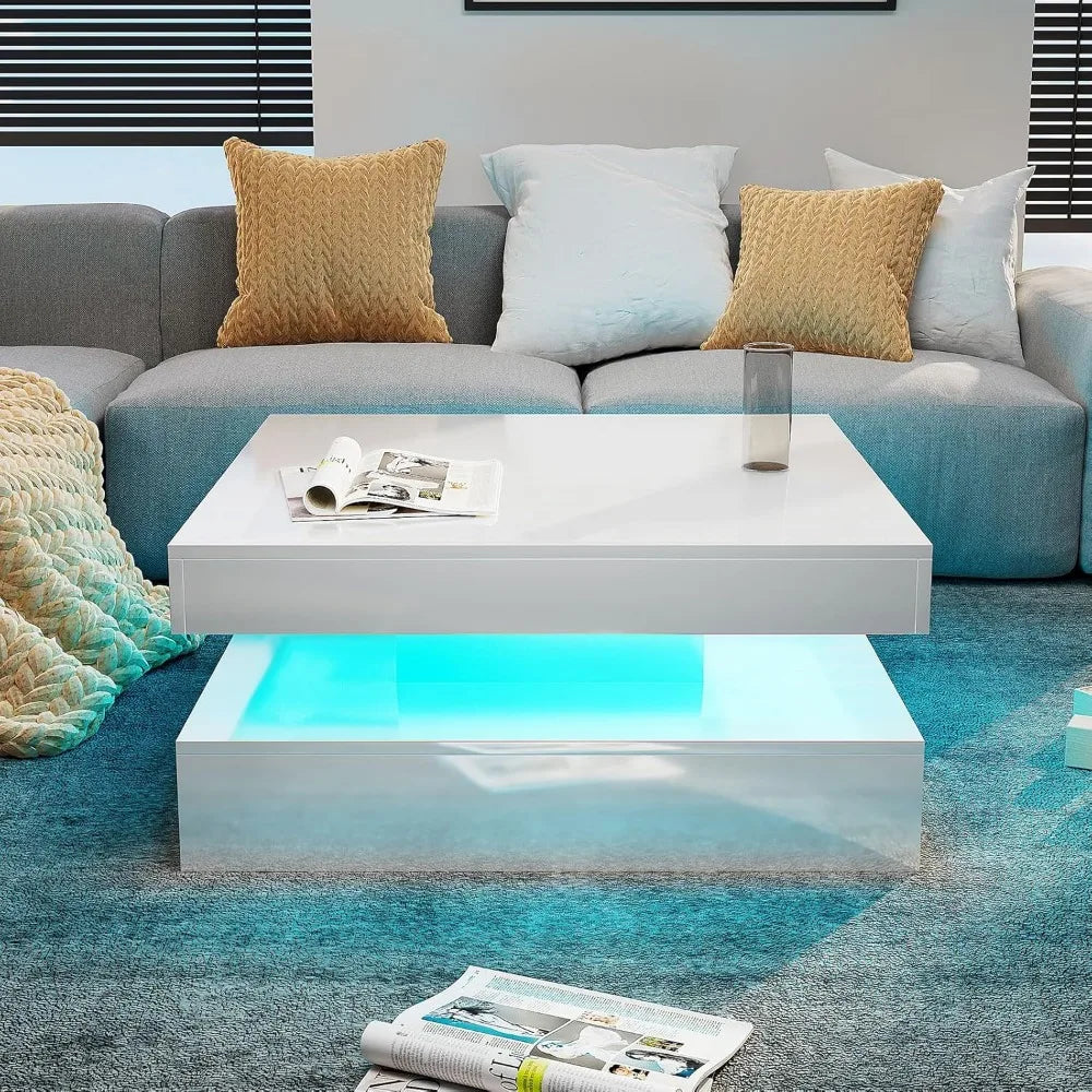 Contemporary 2-Tier Square Center Table,
