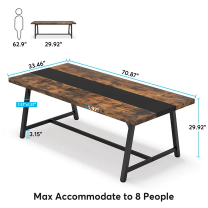 70.87" Rectangular Wood Kitchen Table 8 People,