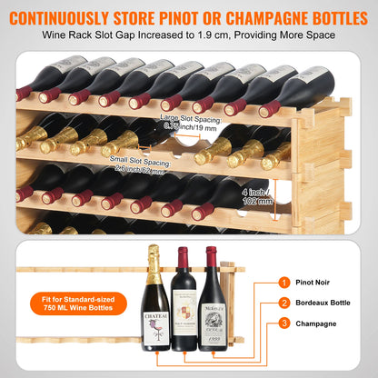 8-Tier Bamboo Wood Floor Freestanding Wines Holder
