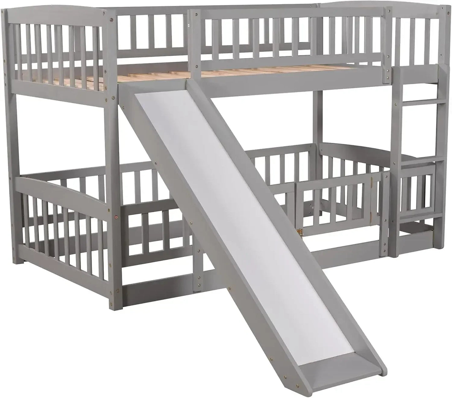 Low Bunk Bed with Slide Twin Over Twin Bunk Beds