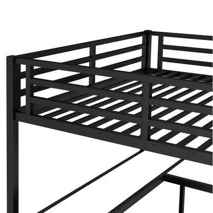 Queen Size Metal Loft Bed with Wardrobe