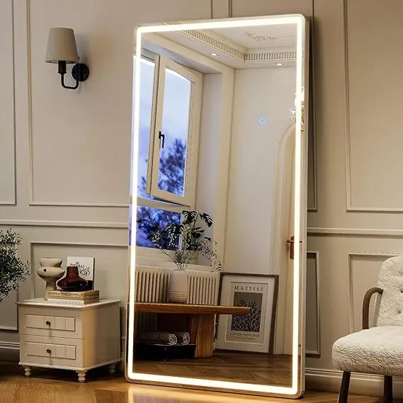 68-Inch Floor Mirror with Adjustable Brightness and 3 Color Options